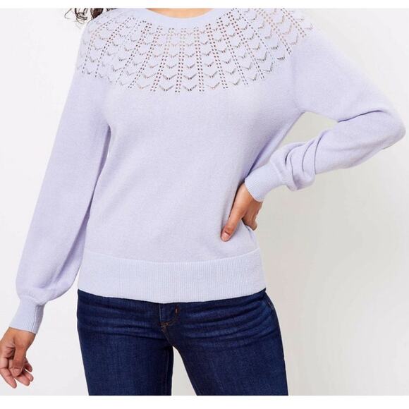 Loft Lavender Sweater Wool Blend Knit Top Women’s Cottagecore Soft Knit Sz L - Picture 1 of 10